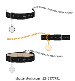 Vector image of a dog collar from three different angles