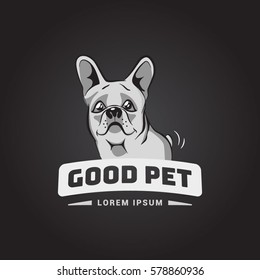 Vector image of an dog, French bulldog logo, Boston Terrier emblem, Good Pet