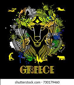 Vector image of a dog in Greek style