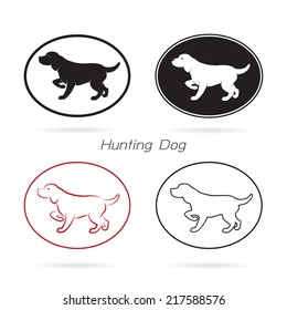 Vector image of an dog hunting on white background.