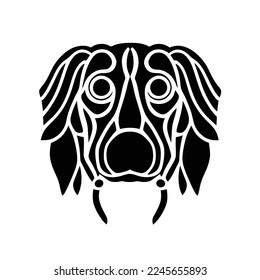 Vector image of a Dog isolated. Good use for symbol, logo or any design. A dog's head with a long nose and a long nose, black and white drawing on a white background