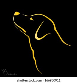 Vector image of an dog labrador on black background