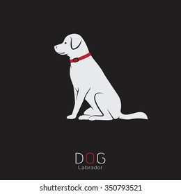 Vector image of an dog labrador on a black background. Animals