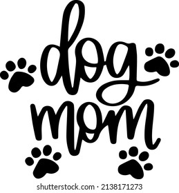 Vector Image with Dog Mom text and Puppy footprints around