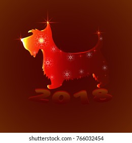 Vector image   dog, new  year, star, snowflake