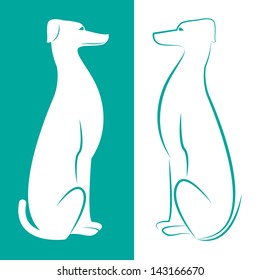 Vector image of an dog on white and cerulean background
