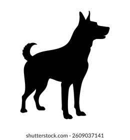 Vector image of a dog on a white background. Silhouette.