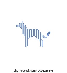 Vector is an image of a dog. Outlines and flat lines are drawn with a pen.