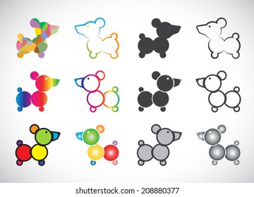 Vector image of an dog (poodle) on white background