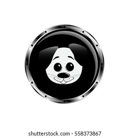 Vector image dog rocket porthole.