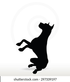 Vector Image - dog silhouette in beg pose isolated on white background 