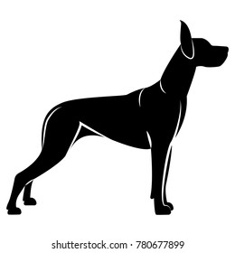 Vector image of a dog silhouette of a breed royal dog on a white background