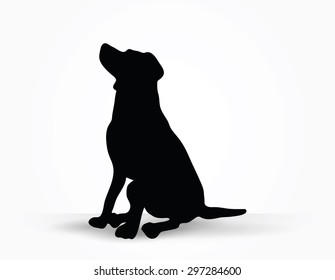 Vector Image - dog silhouette in default pose isolated on white background 