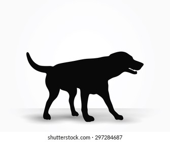 Vector Image - dog silhouette in default pose isolated on white background 