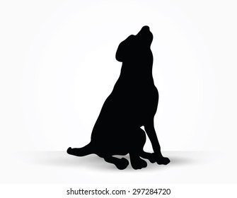 Vector Image - dog silhouette in default pose isolated on white background 