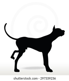 Vector Image - dog silhouette in leg raised pose isolated on white background 