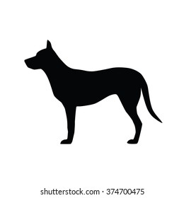 Vector image of an dog silhouette on white background