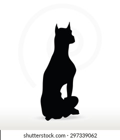 Vector Image - dog silhouette in sitting pose isolated on white background 