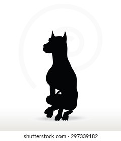 Vector Image - dog silhouette in sitting pose isolated on white background 