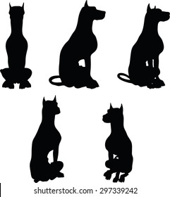 Vector Image - dog silhouette in sitting pose isolated on white background 