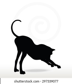 Vector Image - dog silhouette in stretch pose isolated on white background 