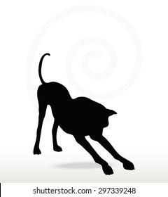 Vector Image - dog silhouette in stretch pose isolated on white background 