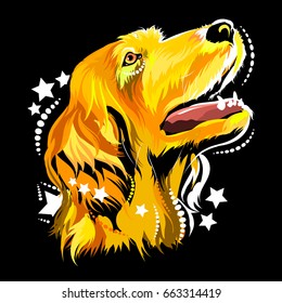 Vector image of a dog in the style of pop art. Yellow dog in dog year