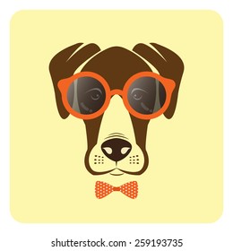 Vector image of dog wearing glasses. Fashion