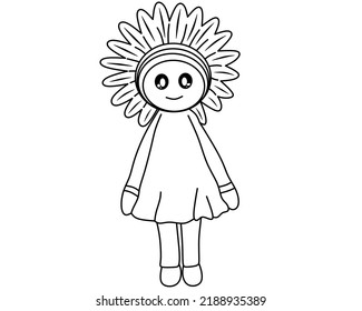 vector image of a doll in a floral costume.
