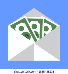 vector image with a dollar draft in an envelope