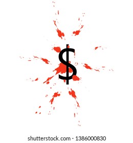 vector image of a dollar sign on a bloody background.