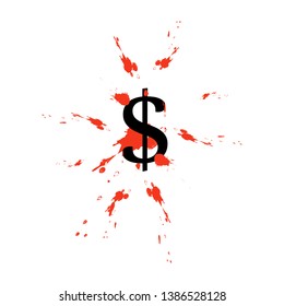 vector image of a dollar sign on a bloody background.