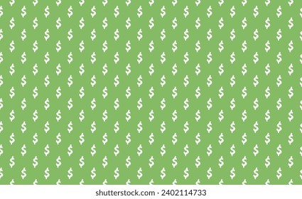 imagen vectorial de un signo de dólar en un fondo verde. Patrón de símbolos de dólar vectorial