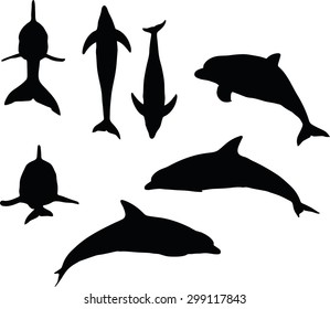 Vector Image - dolphin silhouette isolated on white background