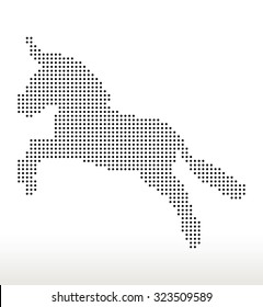 Vector Image, donkey silhouette, in leap pose, isolated on white background
