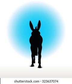 Vector Image, donkey silhouette, in standing pose, isolated on white background
