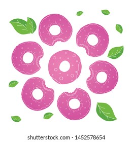 vector image of donuts in the shape of a flower on a white background.