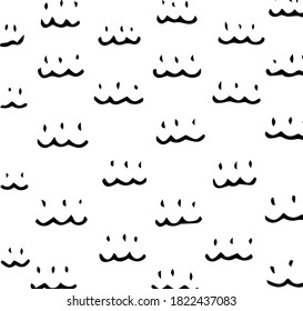 Vector image of doodle pattern curves lines and dots on transparent background