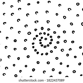 Image vectorielle d'une spirale de motif de gribouillage à partir de petits cercles sur fond transparent