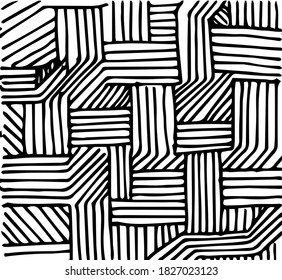 Vector image of doodle weaving pattern on transparent background