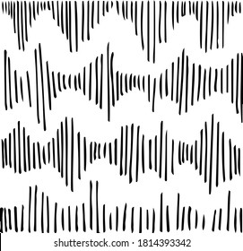 Vector image of doodling line and wave pattern hand drawn on transparent background