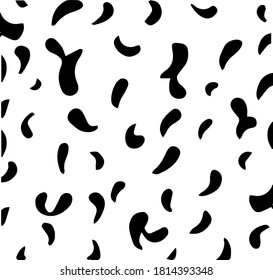 Vector image of doodling pattern black spots hand drawn on transparent background