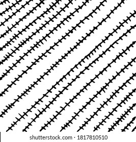 vector image of doodling pattern hand drawn barbed wire on transparent background