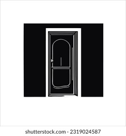 imagen vectorial de la puerta, color negro, fondo blanco.