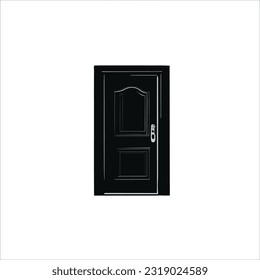 vector image of door, black color, white background.