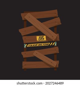 a vector image of a door closed with wood