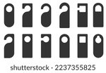 Vector image of a door hanger for a hotel. A "Do not disturb" sign, a hanger for hanging the handle.  Warning about closing, blocking, sleeping, busy and leaving the room. The Do Not Disturb card icon