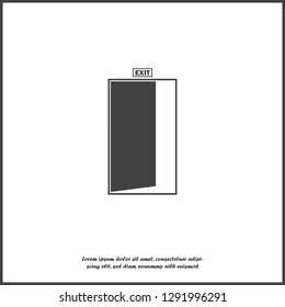 Vector image of a door with an inscription exit. Vector icon on white isolated background. Layers grouped for easy editing illustration. For your design.