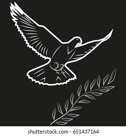 Vector image of a dove and olive branch