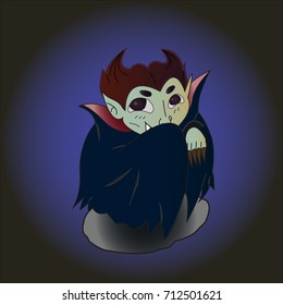 Vector image of Dracula in cartoon style  in Halloween concept.